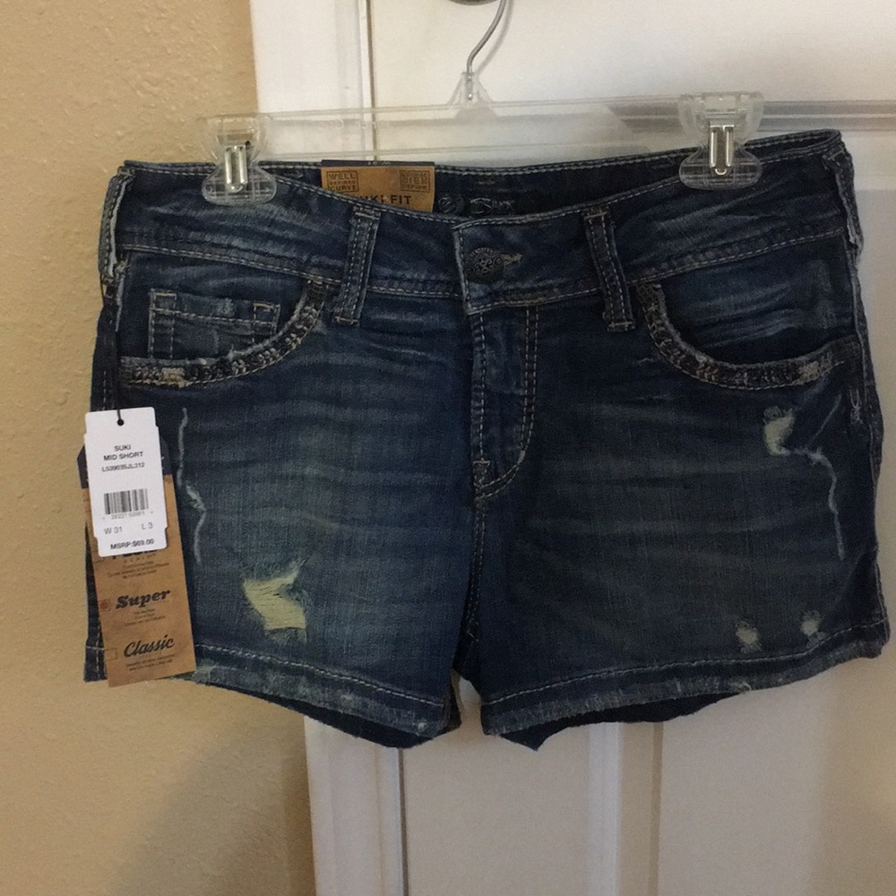 Silver jeans shorts
